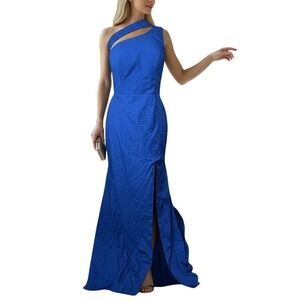 RYANTH One Shoulder‎ Gown Womens Royal Blue 8 NWT Formal Lace Up Back Side Slit